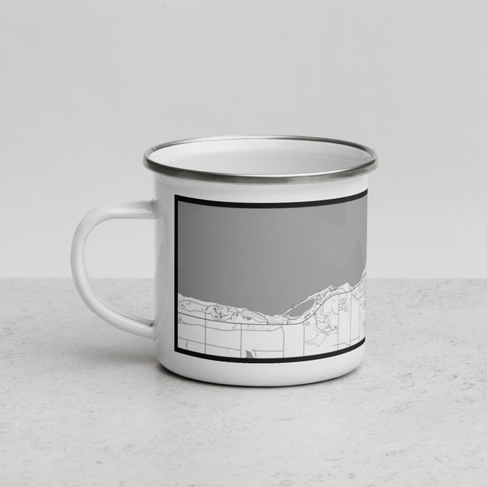 Left View Custom Petoskey Michigan Map Enamel Mug in Classic