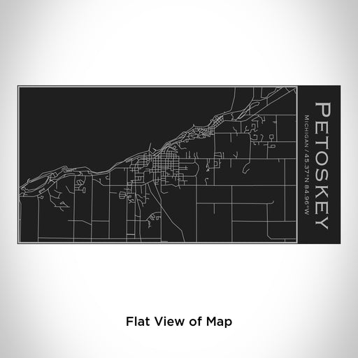 Rendered View of Petoskey Michigan Map Engraving on 17oz Stainless Steel Insulated Cola Bottle in Black
