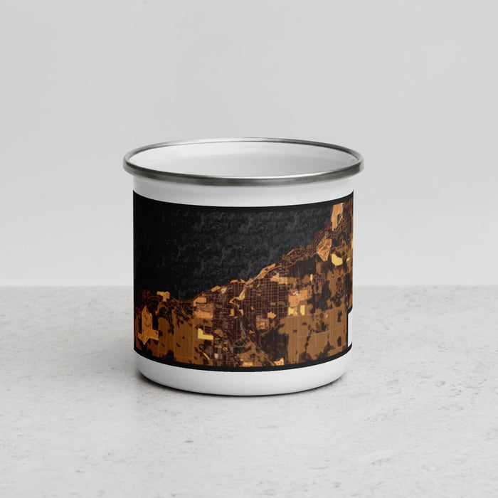 Front View Custom Petoskey Michigan Map Enamel Mug in Ember