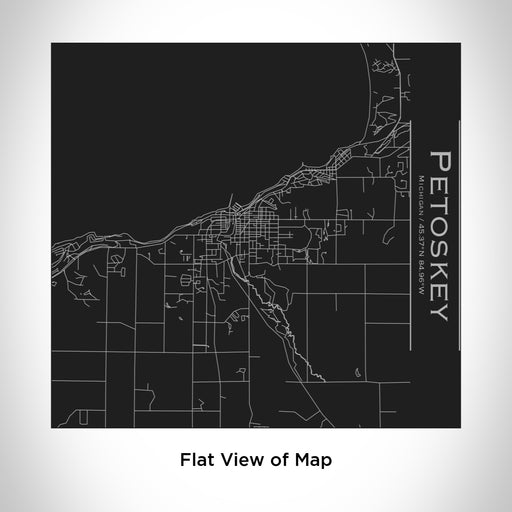 Rendered View of Petoskey Michigan Map Engraving on 17oz Stainless Steel Insulated Tumbler in Black