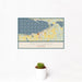12x18 Petoskey Michigan Map Print Landscape Orientation in Woodblock Style With Small Cactus Plant in White Planter