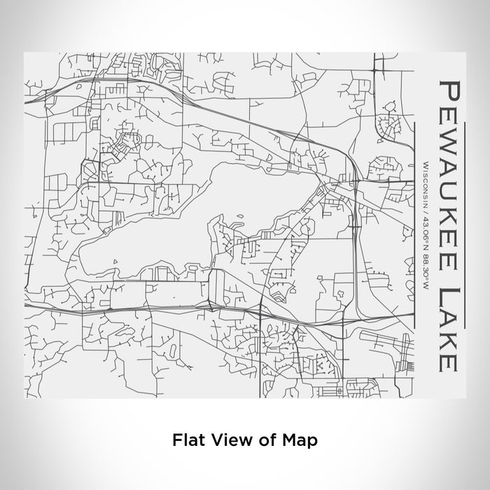Rendered View of Pewaukee Lake Wisconsin Map Engraving on 20oz Stainless Steel Insulated Bottle with Bamboo Top in White