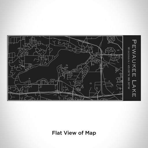 Rendered View of Pewaukee Lake Wisconsin Map Engraving on 17oz Stainless Steel Insulated Cola Bottle in Black