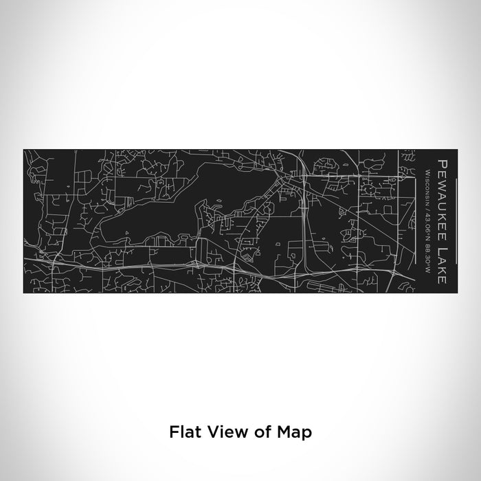 Rendered View of Pewaukee Lake Wisconsin Map Engraving on 10oz Stainless Steel Insulated Cup with Sliding Lid in Black