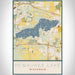 Pewaukee Lake Wisconsin Map Print Portrait Orientation in Woodblock Style With Shaded Background