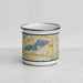 Front View Custom Pewaukee Lake Wisconsin Map Enamel Mug in Woodblock