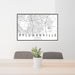 24x36 Pflugerville Texas Map Print Lanscape Orientation in Classic Style Behind 2 Chairs Table and Potted Plant