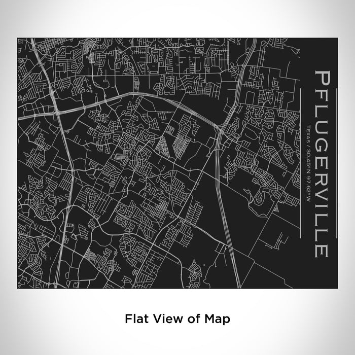 Rendered View of Pflugerville Texas Map Engraving on 20oz Stainless Steel Insulated Bottle with Bamboo Top in Black