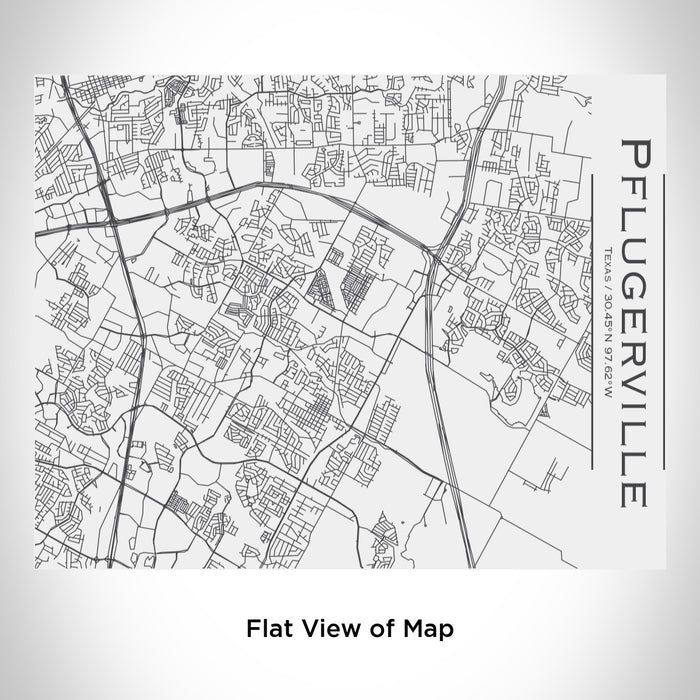 Rendered View of Pflugerville Texas Map Engraving on 20oz Stainless Steel Insulated Bottle with Bamboo Top in White