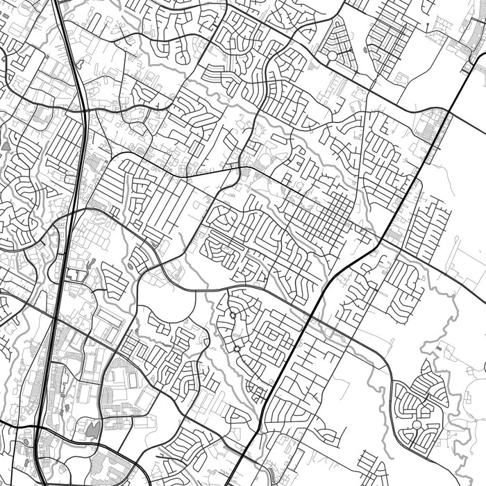 Pflugerville Texas Map Print in Classic Style Zoomed In Close Up Showing Details