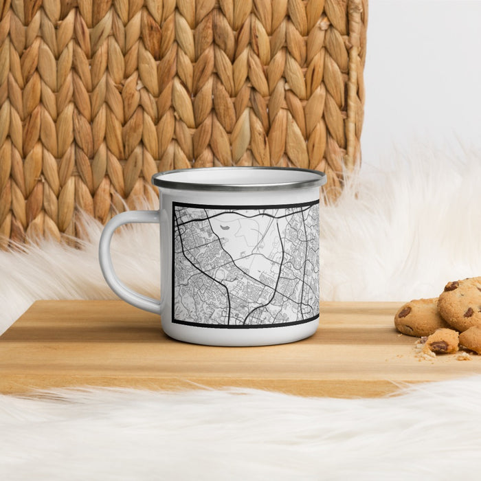 Left View Custom Pflugerville Texas Map Enamel Mug in Classic on Table Top