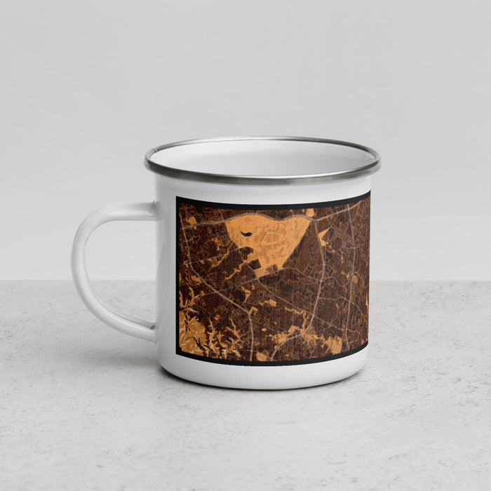 Left View Custom Pflugerville Texas Map Enamel Mug in Ember
