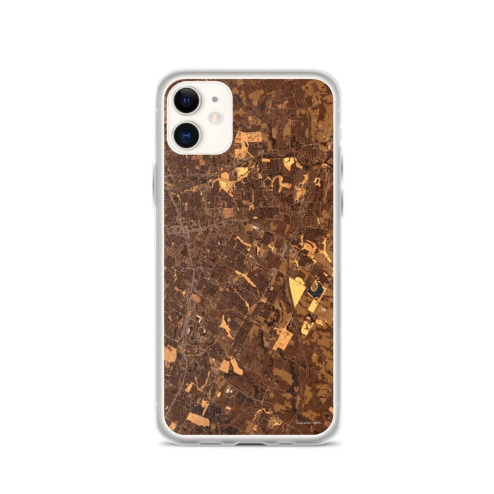 Custom iPhone 11 Pflugerville Texas Map Phone Case in Ember