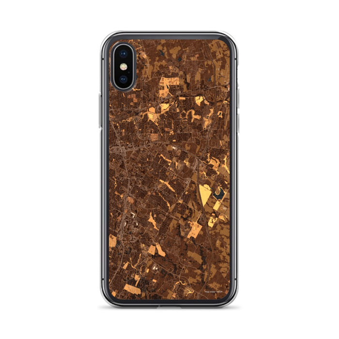 Custom iPhone X/XS Pflugerville Texas Map Phone Case in Ember