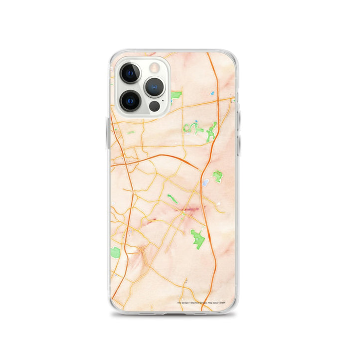 Custom iPhone 12 Pro Pflugerville Texas Map Phone Case in Watercolor