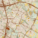 Pflugerville Texas Map Print in Woodblock Style Zoomed In Close Up Showing Details