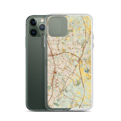 Custom Pflugerville Texas Map Phone Case in Woodblock