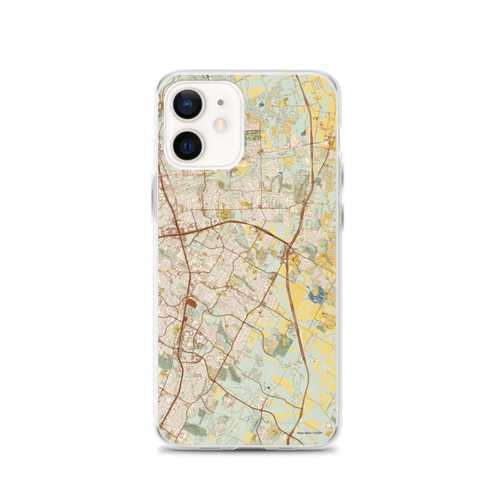 Custom iPhone 12 Pflugerville Texas Map Phone Case in Woodblock