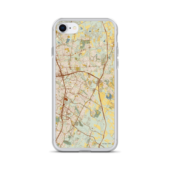 Custom iPhone SE Pflugerville Texas Map Phone Case in Woodblock