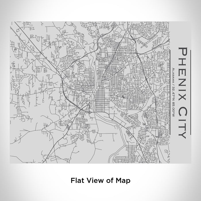 Rendered View of Phenix City Alabama Map Engraving on 20oz Stainless Steel Insulated Bottle with Bamboo Top
