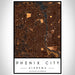Phenix City Alabama Map Print Portrait Orientation in Ember Style With Shaded Background