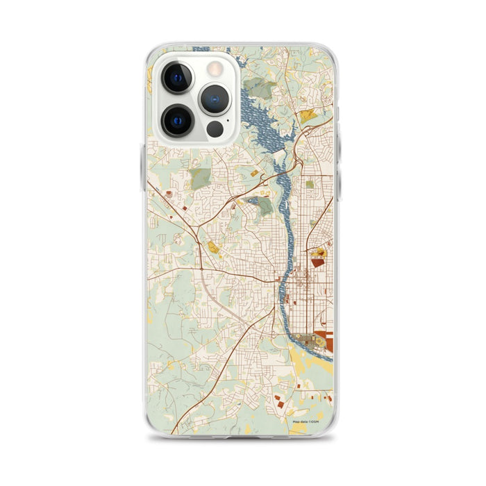 Custom Phenix City Alabama Map iPhone 12 Pro Max Phone Case in Woodblock