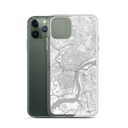 Custom Philadelphia Pennsylvania Map Phone Case in Classic on Table with Laptop and Plant