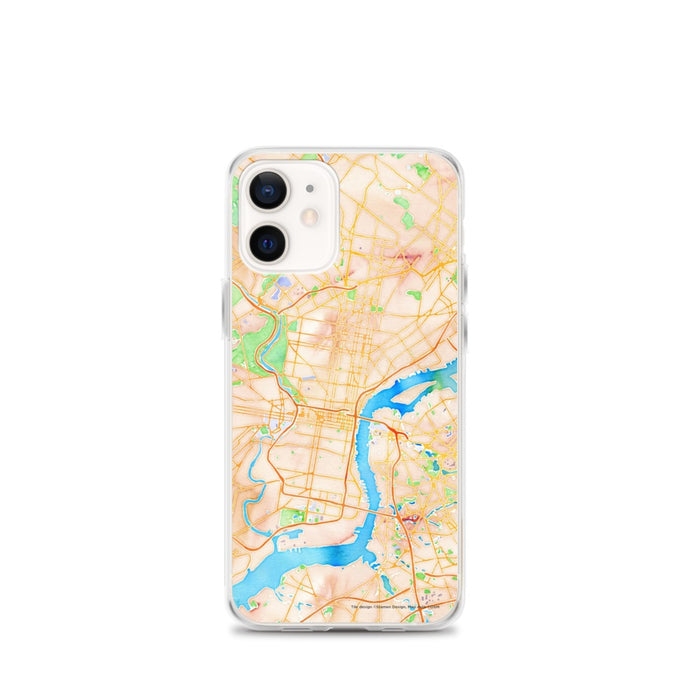 Custom Philadelphia Pennsylvania Map iPhone 12 mini Phone Case in Watercolor