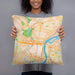 Person holding 18x18 Custom Philadelphia Pennsylvania Map Throw Pillow in Watercolor
