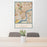 24x36 Philadelphia Pennsylvania Map Print Portrait Orientation in Woodblock Style Behind 2 Chairs Table and Potted Plant
