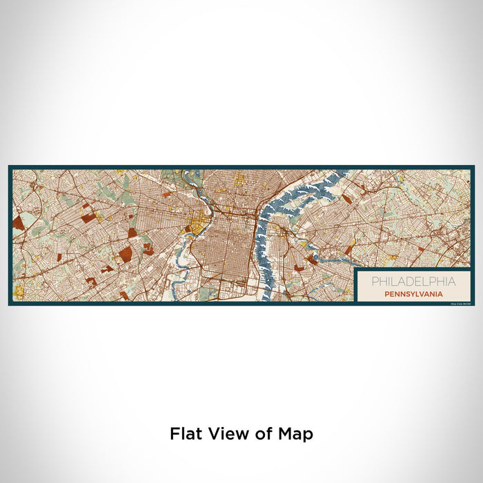 Flat View of Map Custom Philadelphia Pennsylvania Map Enamel Mug in Woodblock