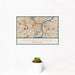 12x18 Philadelphia Pennsylvania Map Print Landscape Orientation in Woodblock Style With Small Cactus Plant in White Planter