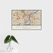 16x24 Philadelphia Pennsylvania Map Print Landscape Orientation in Woodblock Style With Tropical Plant Leaves in Water