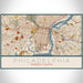 Philadelphia Pennsylvania Map Print Landscape Orientation in Woodblock Style With Shaded Background