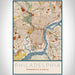 Philadelphia Pennsylvania Map Print Portrait Orientation in Woodblock Style With Shaded Background
