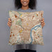 Person holding 18x18 Custom Philadelphia Pennsylvania Map Throw Pillow in Woodblock