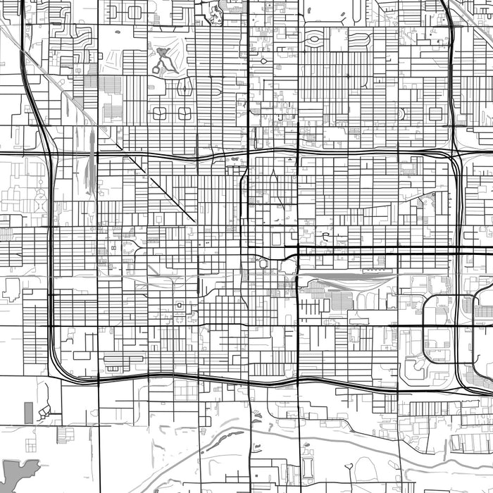 Phoenix Arizona Map Print in Classic Style Zoomed In Close Up Showing Details