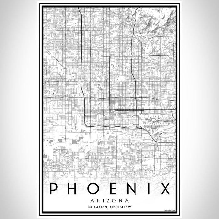 Phoenix Arizona Map Print Portrait Orientation in Classic Style With Shaded Background