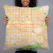 Person holding 22x22 Custom Phoenix Arizona Map Throw Pillow in Watercolor