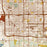 Phoenix Arizona Map Print in Woodblock Style Zoomed In Close Up Showing Details