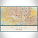 Phoenix Arizona Map Print Landscape Orientation in Woodblock Style With Shaded Background