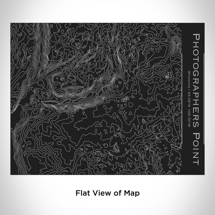 Rendered View of Photographers Point Wyoming Map Engraving on 20oz Stainless Steel Insulated Bottle with Bamboo Top in Black