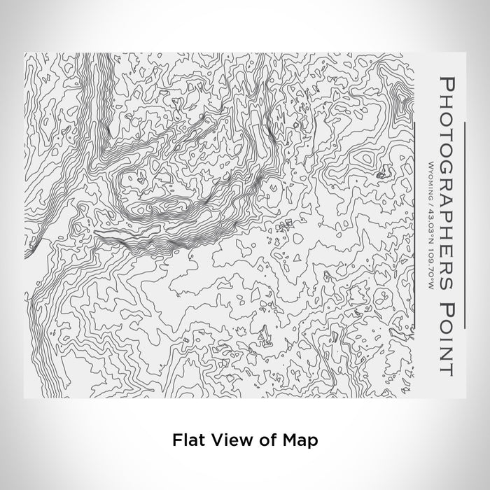 Rendered View of Photographers Point Wyoming Map Engraving on 20oz Stainless Steel Insulated Bottle with Bamboo Top in White