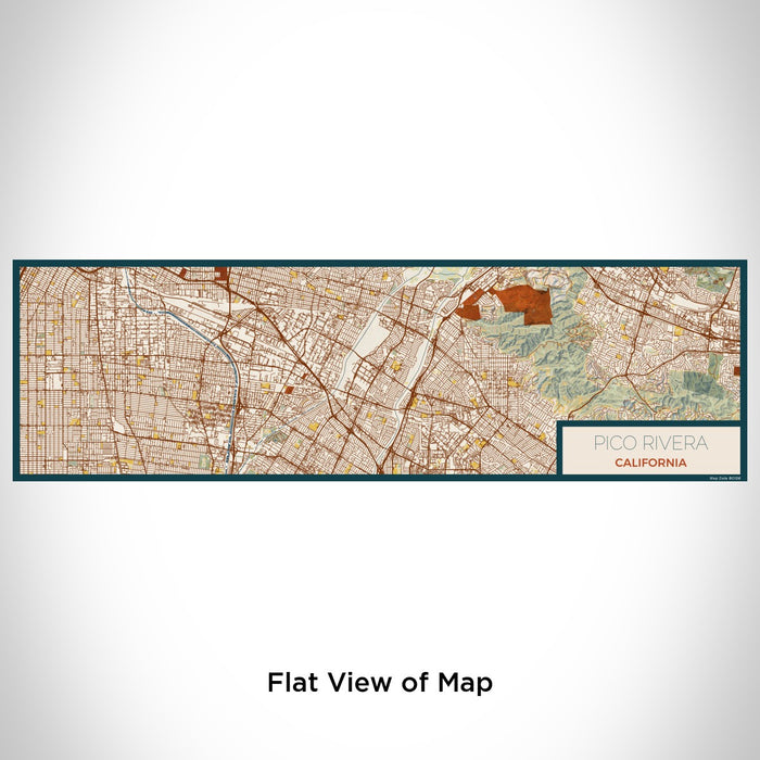 Flat View of Map Custom Pico Rivera California Map Enamel Mug in Woodblock