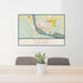24x36 Pierre South Dakota Map Print Lanscape Orientation in Woodblock Style Behind 2 Chairs Table and Potted Plant