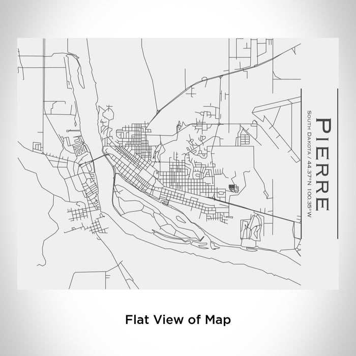 Rendered View of Pierre South Dakota Map Engraving on 20oz Stainless Steel Insulated Bottle with Bamboo Top in White