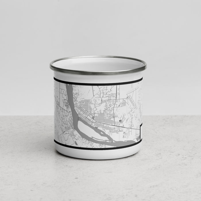 Front View Custom Pierre South Dakota Map Enamel Mug in Classic