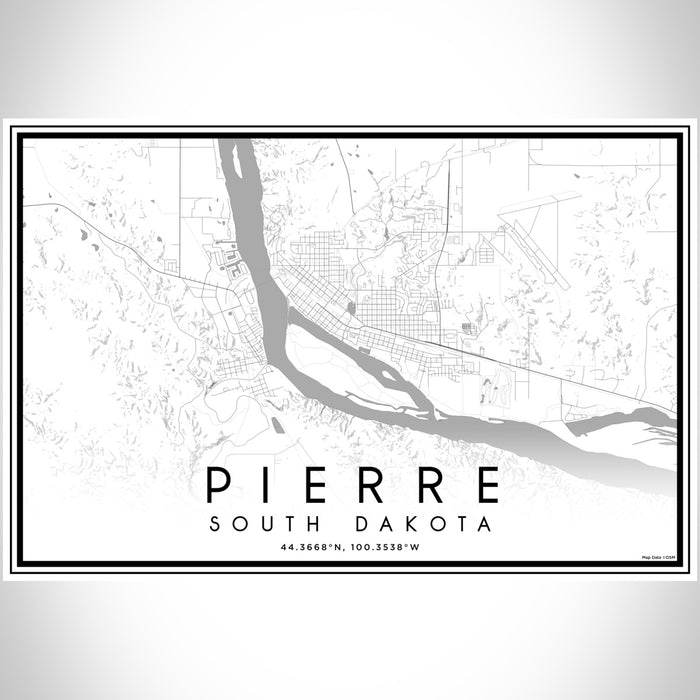 Pierre South Dakota Map Print Landscape Orientation in Classic Style With Shaded Background