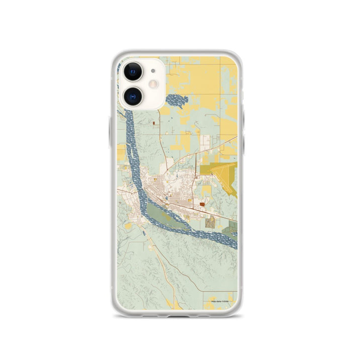 Custom iPhone 11 Pierre South Dakota Map Phone Case in Woodblock