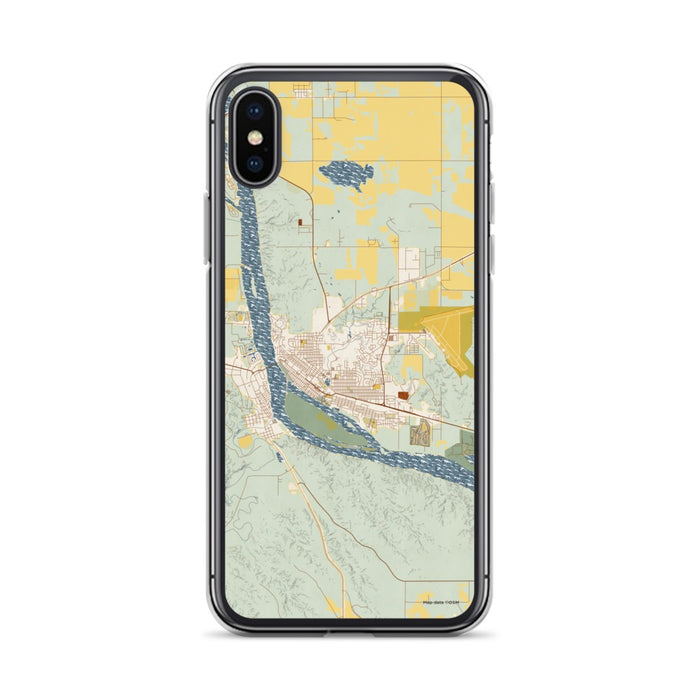 Custom iPhone X/XS Pierre South Dakota Map Phone Case in Woodblock